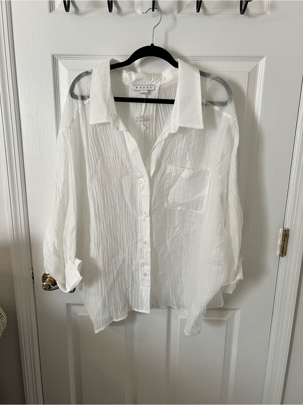 HYFVE White Crinkled Button-Up Blouse